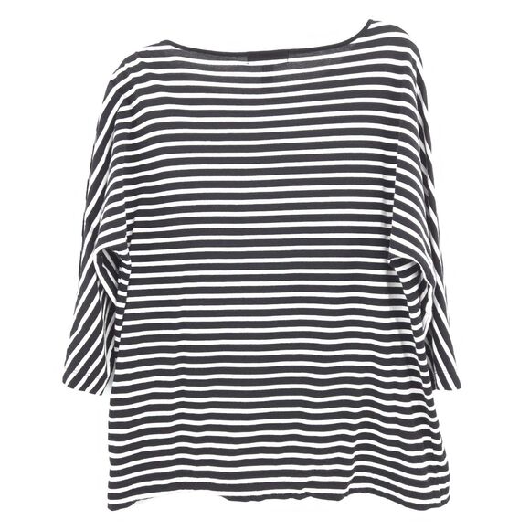 Lauren Ralph Lauren striped stretch knit top Size 1X black/white silver buttons - Picture 7 of 7
